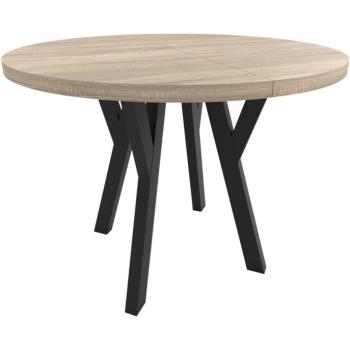Okrągły stół ENZO 100cm rozkładany do 300cm dąb sonoma i czarne nogi