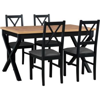 Stół IKON 1 wotan laminat / czarny + krzesła NILO 10 (4szt.) czarny / 28B 