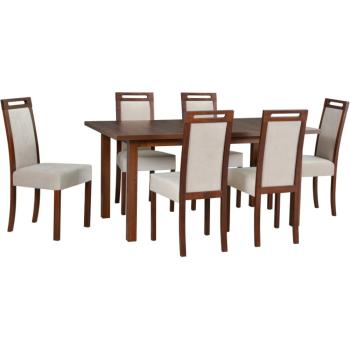 Stół MODENA 2 XL orzech laminat + krzesła ROMA 5 (6szt.) orzech / 26B
