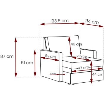 Wymiary: Sofa LUCA