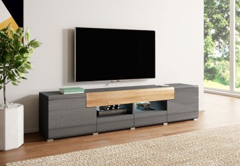 Komoda RTV DELTO TL40 dąb grandson / antracyt połysk